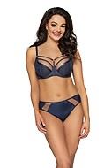 Soft cup bra, straps over bust, mesh inlay, B to L-cup